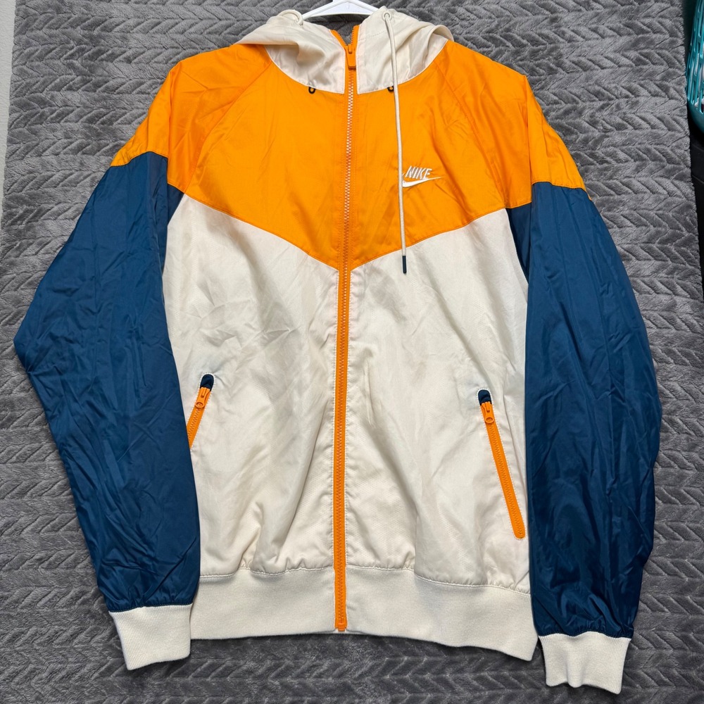 Nike Windrunner Windbreaker Small Orange White Blue Colorblock AR2191-271 (1956)